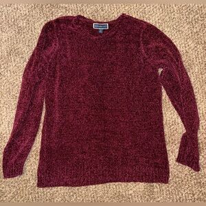 Karen Scott Burgundy Crew Neck Chenille Sweater